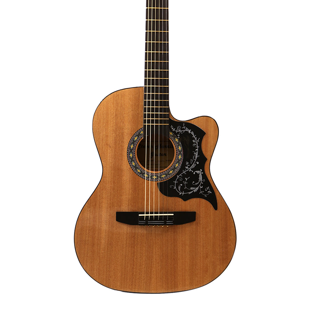 Steven Harris CAG-200C-N 39'' Acoustic Guitar | Natural Finish | Linden Wood Cutaway Body | Perfect for Beginners & Students | Easy Upper Fret Access